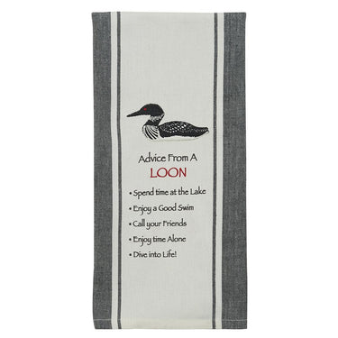 Advice From A Loon Printed Embroidered Dishtowel - Park Designs - The Fox Decor